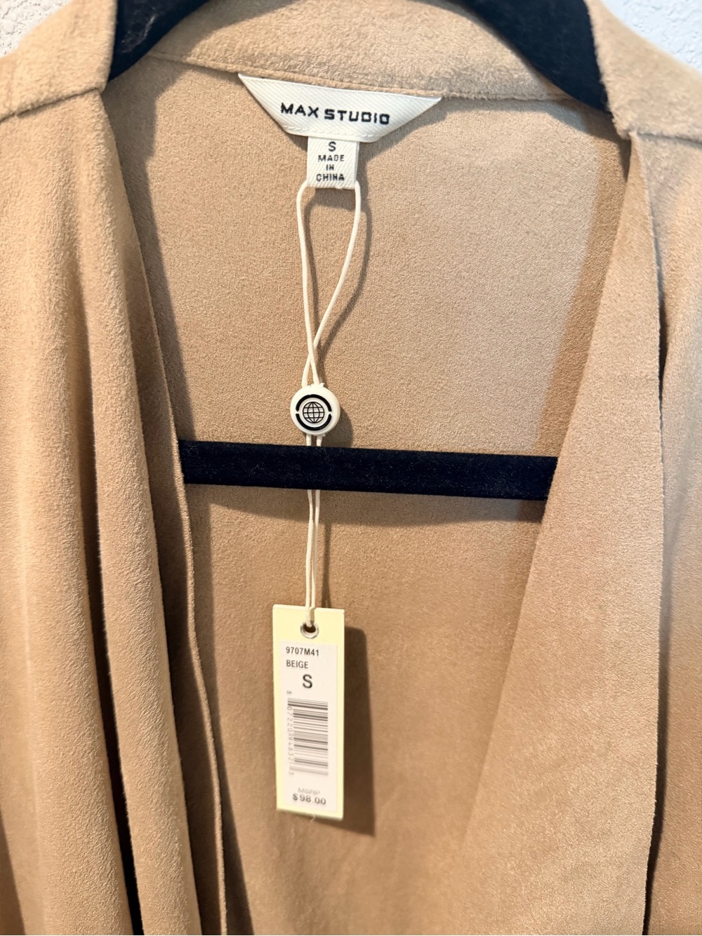 Max Studio Neutral Draped Open-Front Vest - Picture 2 of 8